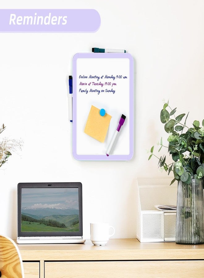 VUSIGN Small White Board Dry Erase, 8.5'' x 11'' Magnetic Dry Erase Board, Mini Whiteboard with Markers for Kids, Students, Fridge, Wall, Locker, Purple - Image 3